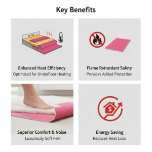 IMPERIAL STUDIOS 8mm Heatwave Carpet Underlay, Pink, Flame Retardant, Underfloor Heating Compatible, PU Foam