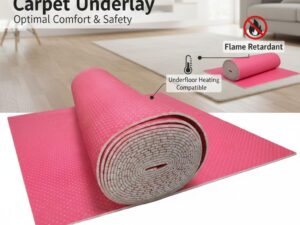 IMPERIAL STUDIOS 8mm Heatwave Carpet Underlay, Pink, Flame Retardant, Underfloor Heating Compatible, PU Foam