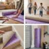 Carpet Underlay 12mm Thick PU Foam - 15m² Coverage - Non-Slip Gripper Underlay for Carpet Floors - Sound & Thermal Insulation - Durable Cushioned Carpet Underlayment – Purple/Blue