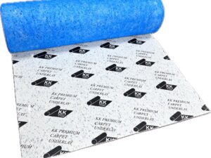 Carpet Underlay 12mm Thick PU Foam - 15m² Coverage - Non-Slip Gripper Underlay for Carpet Floors - Sound & Thermal Insulation - Durable Cushioned Carpet Underlayment – Purple/Blue