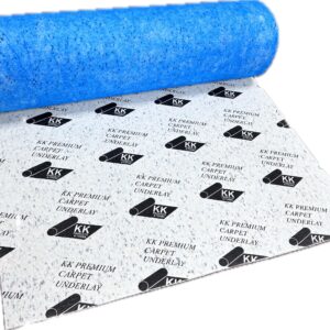 Carpet Underlay 12mm Thick PU Foam - 15m² Coverage - Non-Slip Gripper Underlay for Carpet Floors - Sound & Thermal Insulation - Durable Cushioned Carpet Underlayment – Purple/Blue